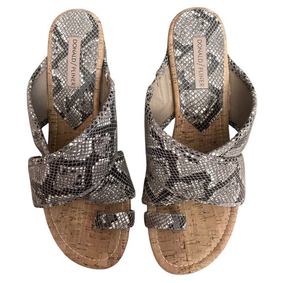 Donald Pliner Metallic Snake Print Leather Wedge-Heel Sandals‎ Size 11 - Picture 1 of 7